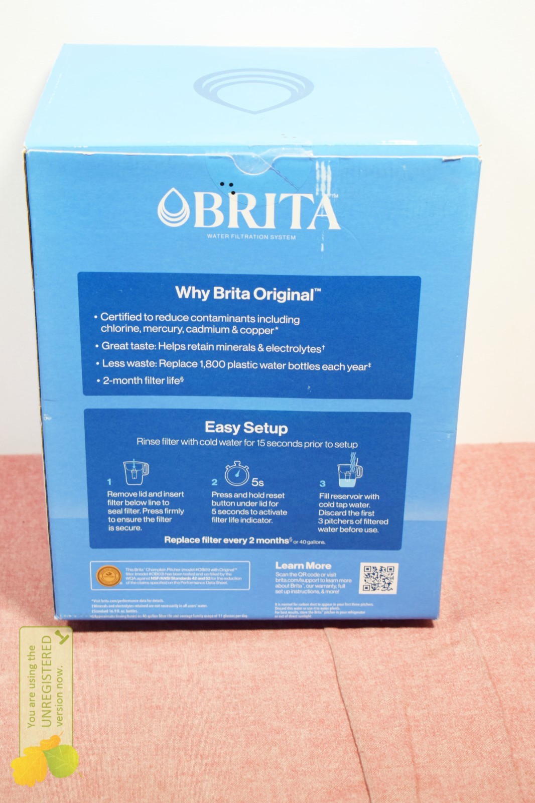 Brita Water Filter System Original 10 Cup Capacity Pitcher + 1 Filter