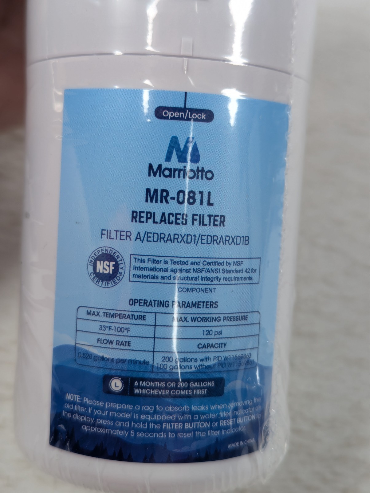 Marriotto – MR-081L – Replacement Water Filter – 3 Pack – Sealed