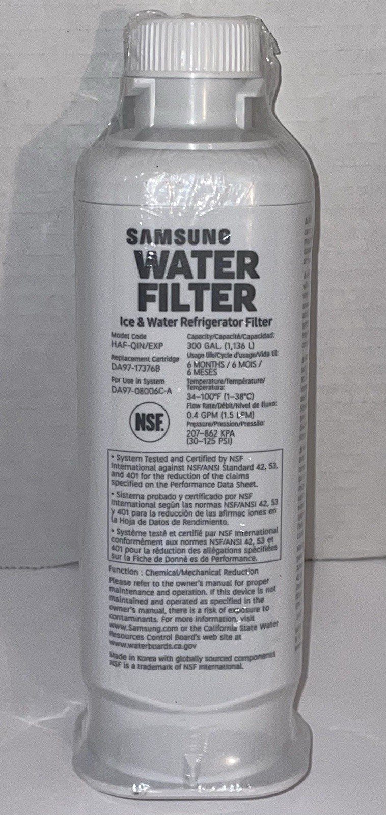 Samsung Genuine Refrigerator Water Filter DA97-17376B for HAF-QIN/EXP Sealed