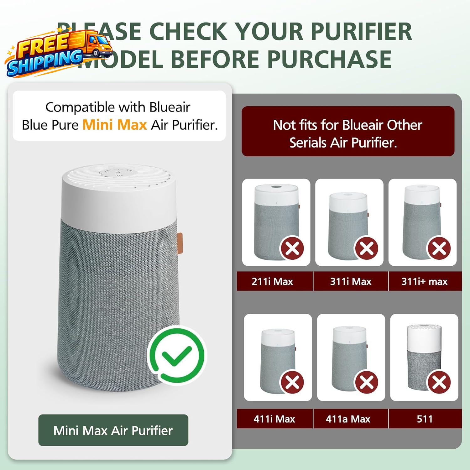 2 Pack Mini Max Replacement Filter Compatible with Blueair Blue Pure Mini Max