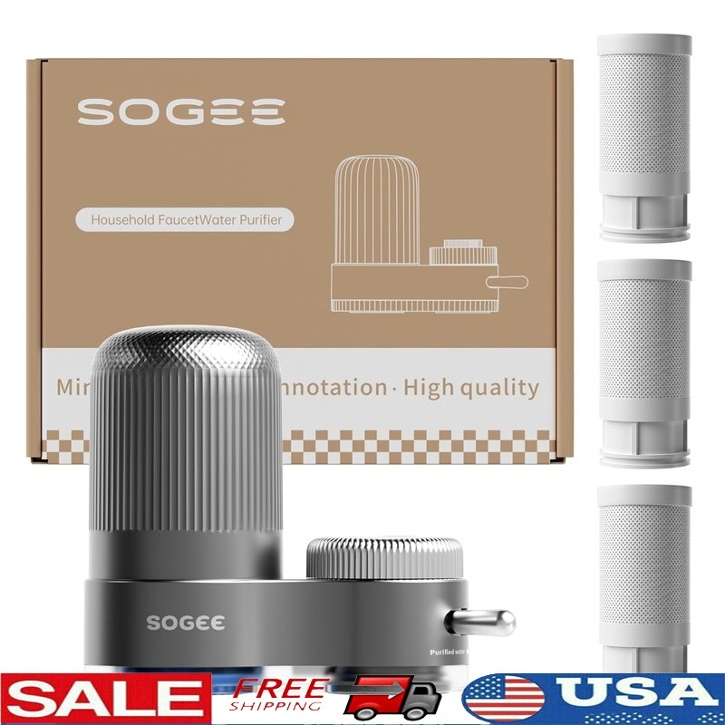 8-Layer Faucet Water Filter Hydroelectric Blue Light Easy Install 300 Gallons US