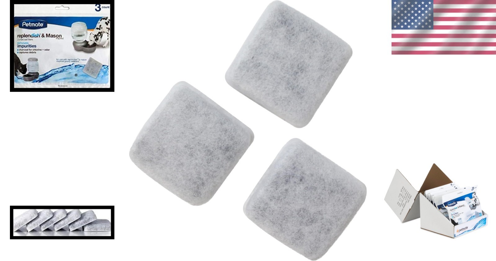 3 Count Replendish Charcoal Filters – Odor & Chlorine Control for Pet Waterers