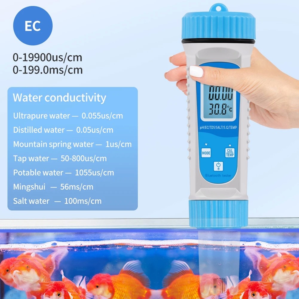 Digital ‘Water Bluetooth 6 in 1 TDS Meter EC TDS SALT Temperature Tester7903