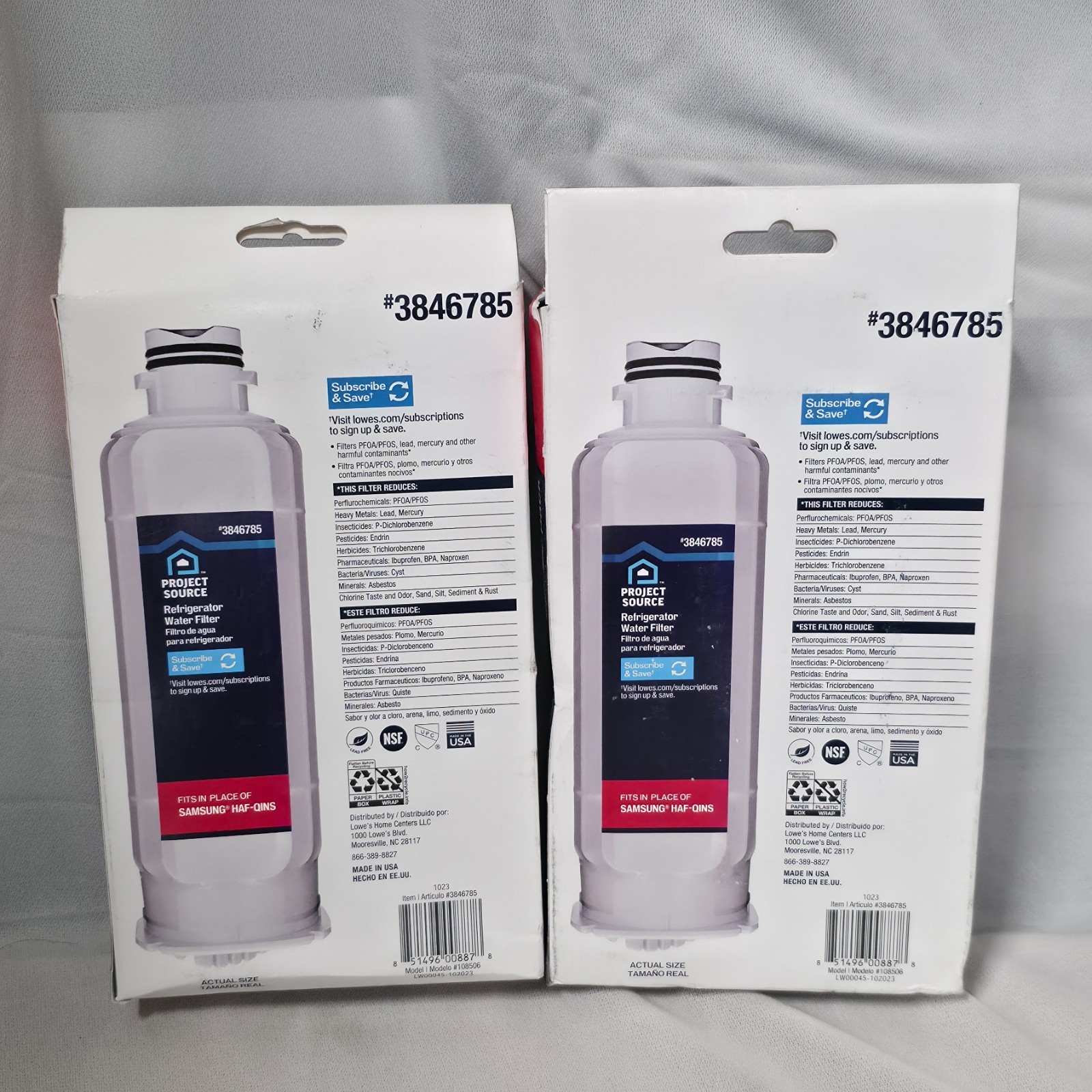 2-2 Packs Refrigerator Water Filters 3846785 Project Source NIB