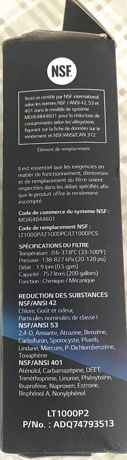 2 Pack (Sealed) Genuine LG Water Filters LT1000P2 for NSF System