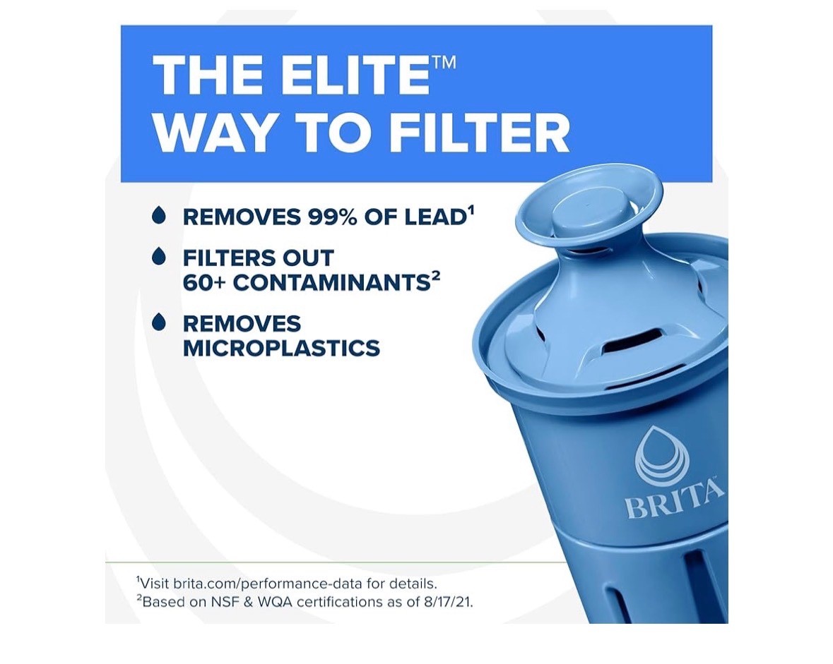 Brita Metro Small 6-Cup Elite Water Filter Pitcher WQA NSF/ANSI Certified White