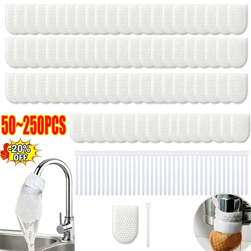 50Pcs Faucet Filter Cotton Bags,Anti-Splash Water,Remove Limescale Sand Rust