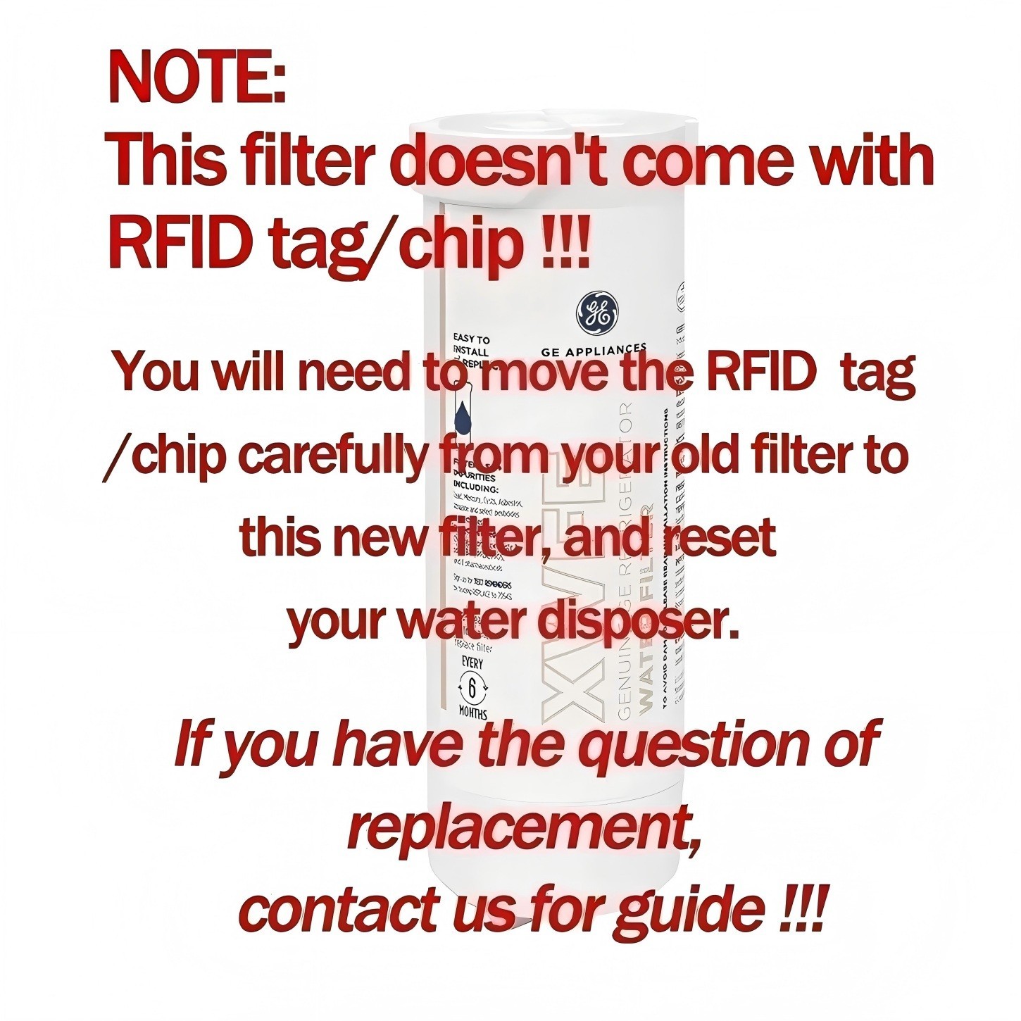 GE XWFE Replacment Refrigerator Water Filter Without Chip