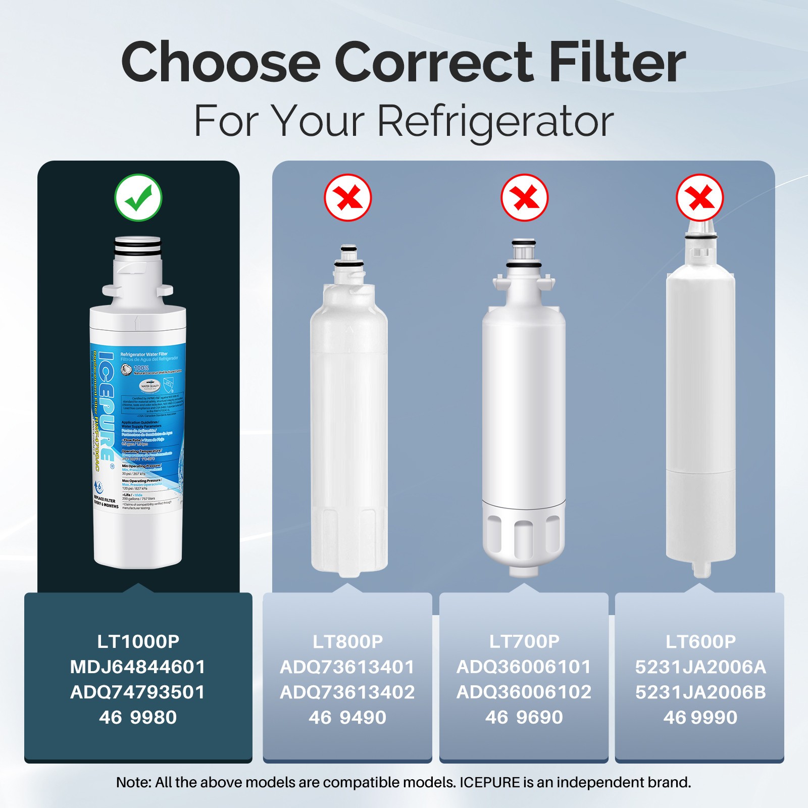 ICEPURE ADQ747935 Refrigerator Water Filter and Air Filter Replacement, 2PACK