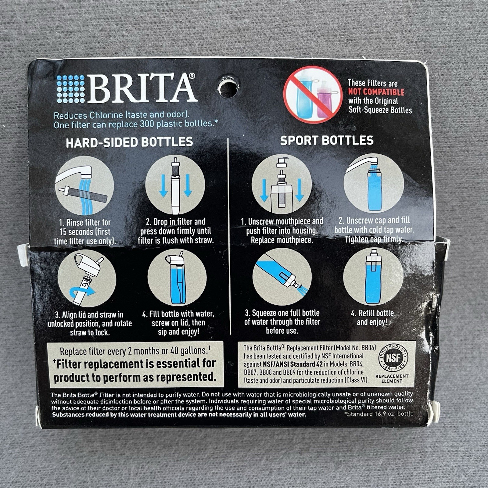 Brita Bottle 4 Packs Of 2 Replacement Filters Fits Hard Sided & Sport Bottle NEW