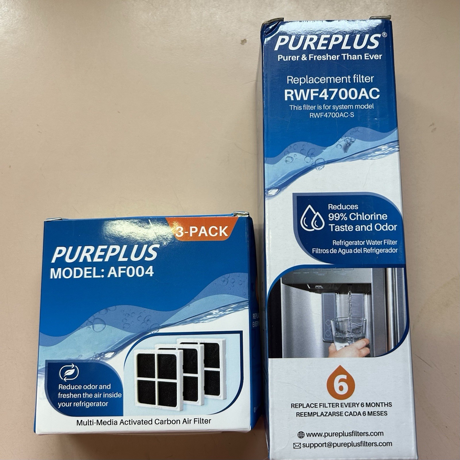 PUREPLUS RWF4700AC Replacement Filter 1 Pack + AF004 Carbon Air Filter- 1 NEW