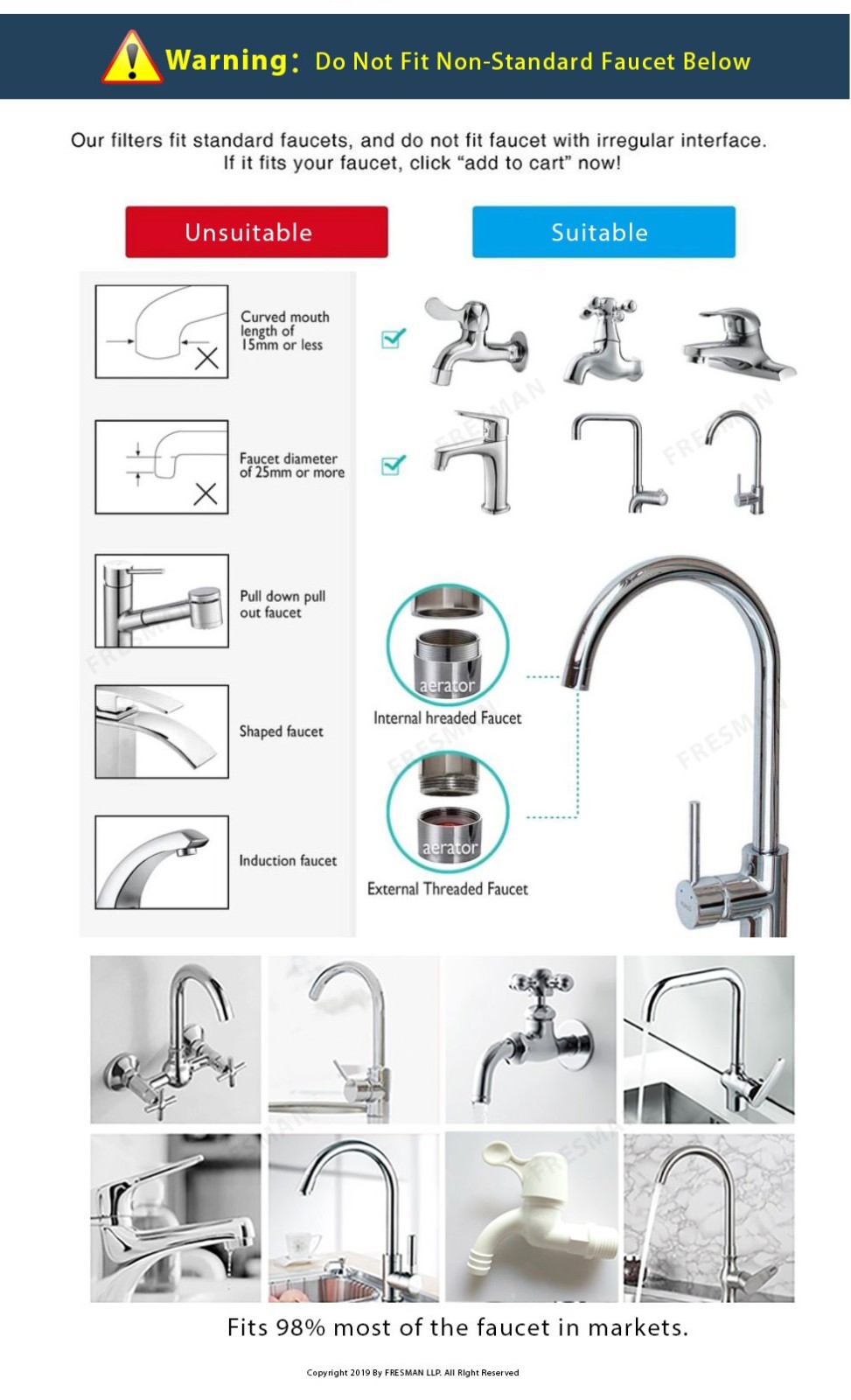 Tap Water Faucet Filter Purifier,Lead Chlorine Remover ABS Food Grade Material