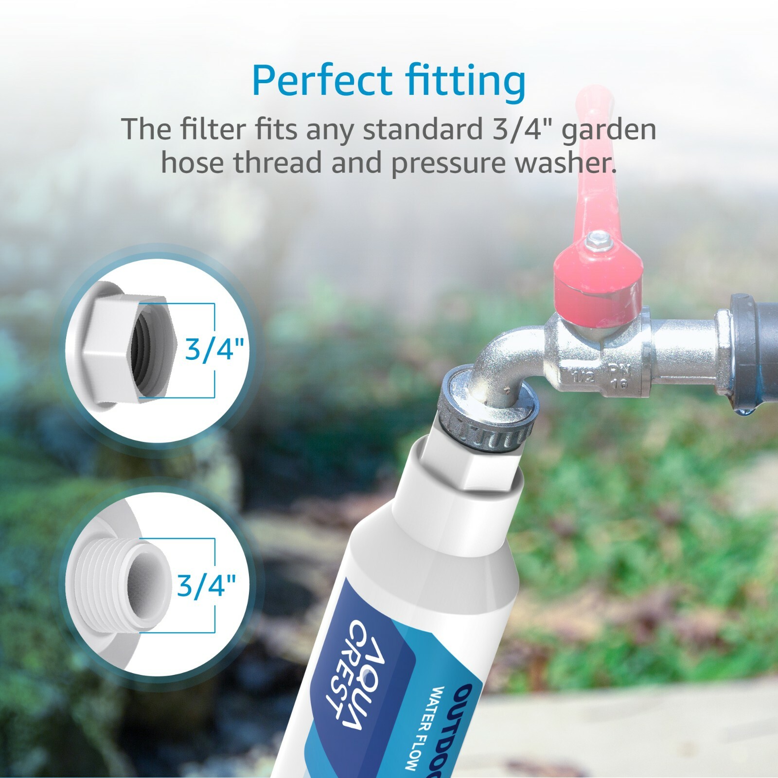 2 Pack AQUA CREST Inline Water Filter,Used for Car Washing,Window &Yard Cleaning