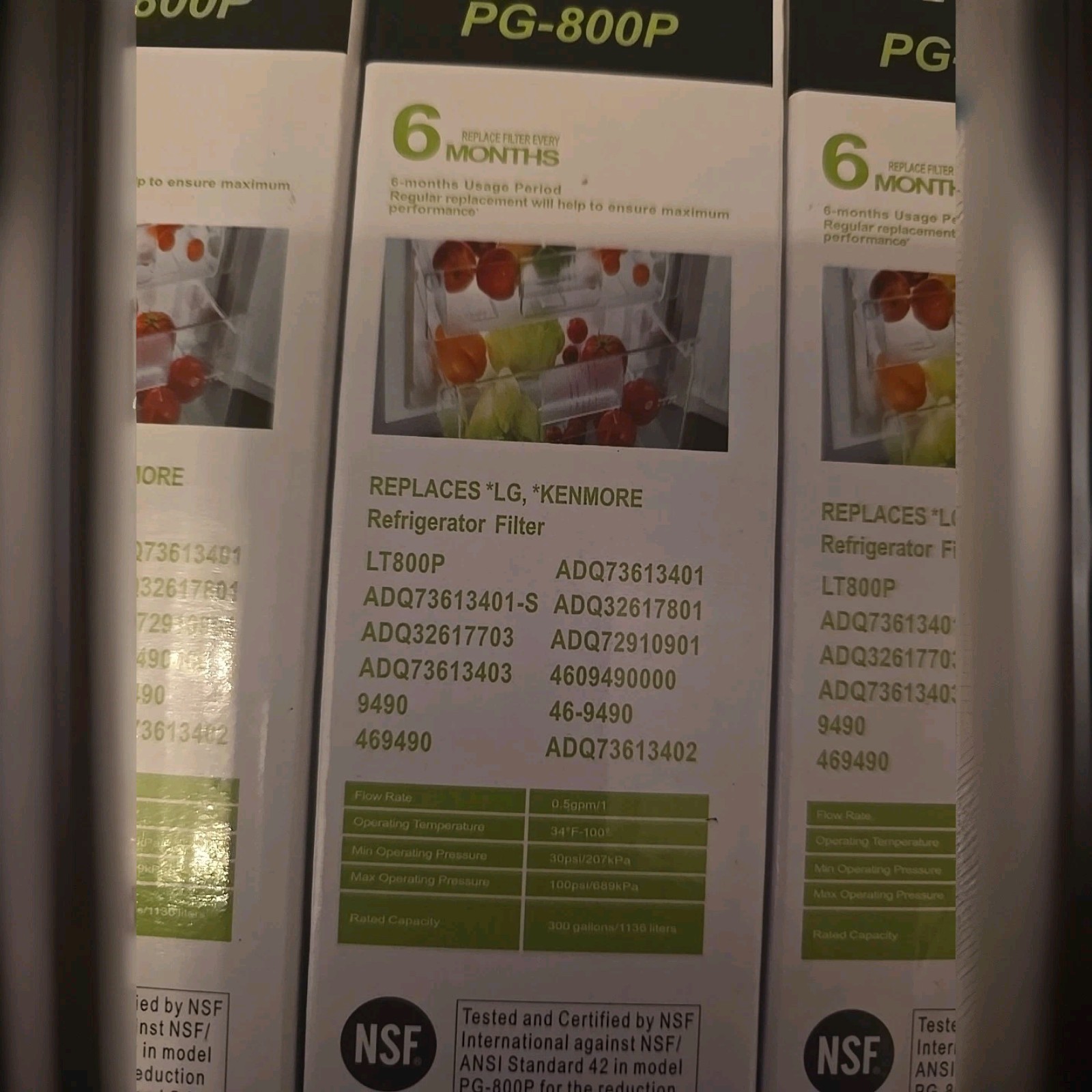 Pure green For LG & KENMORE LG LT800P Refrigerator Water Filters 3 Sealed Pack