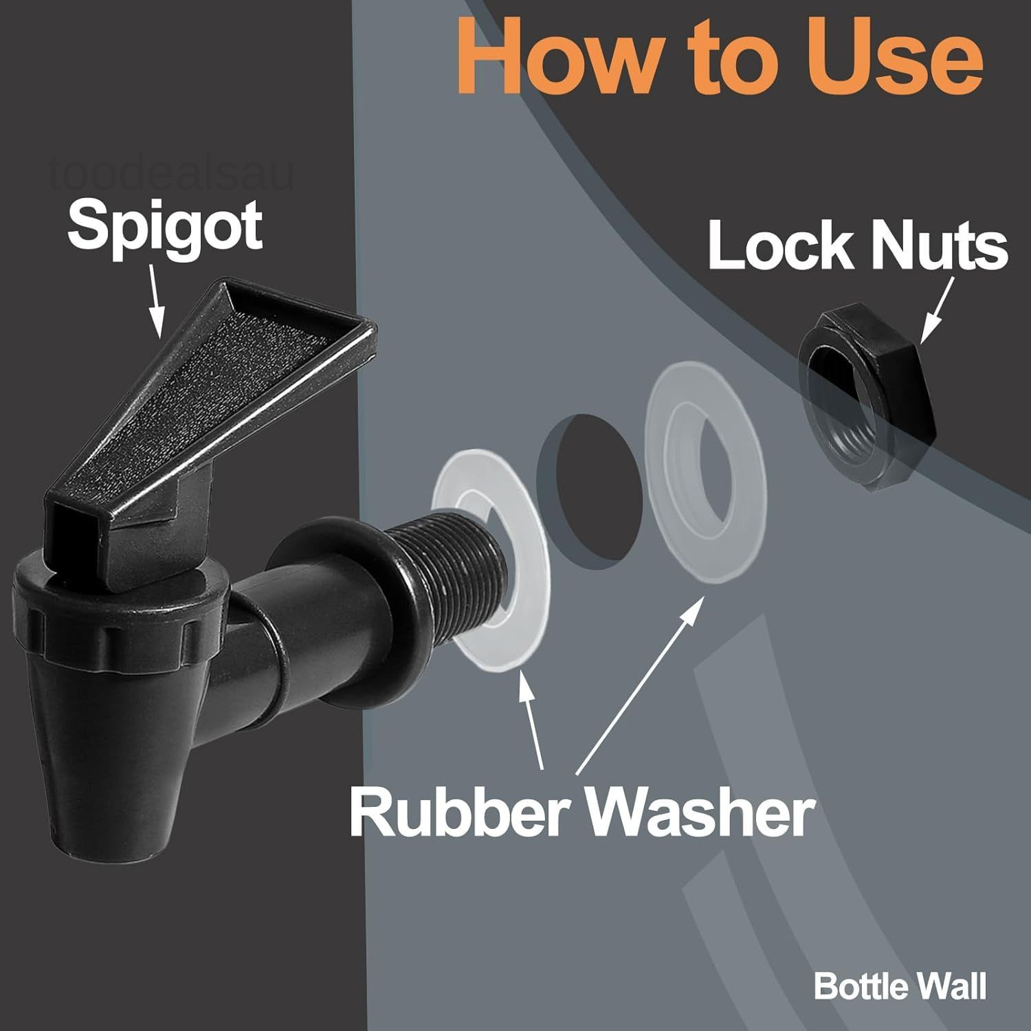 2Pcs BPA-Free Replacement Cooler Faucet, Black Plastic Water Spigot