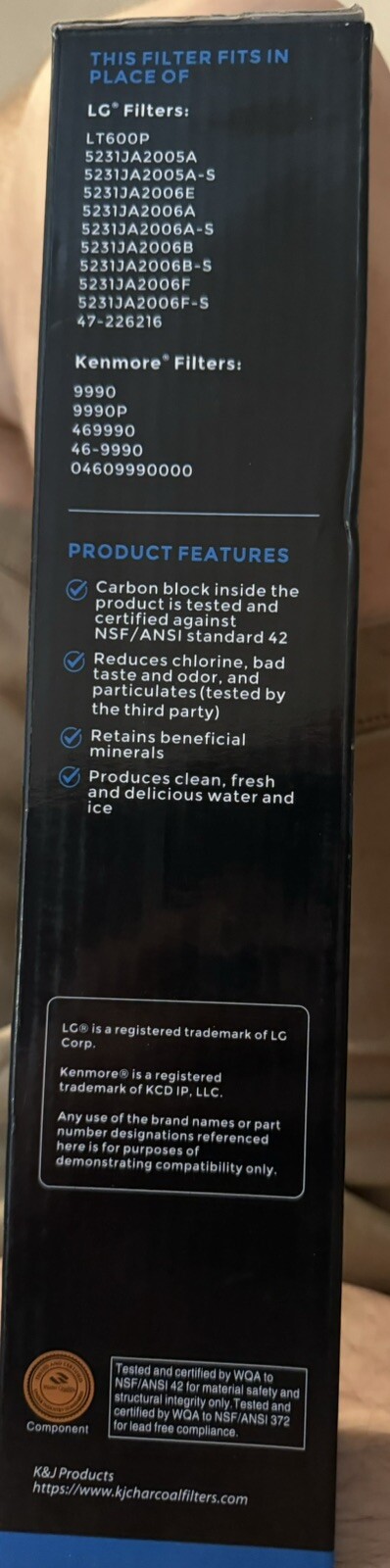 KJ600 REFRIGERATOR WATER FILTER LT600P/ OTHER MODELS (see description for model)