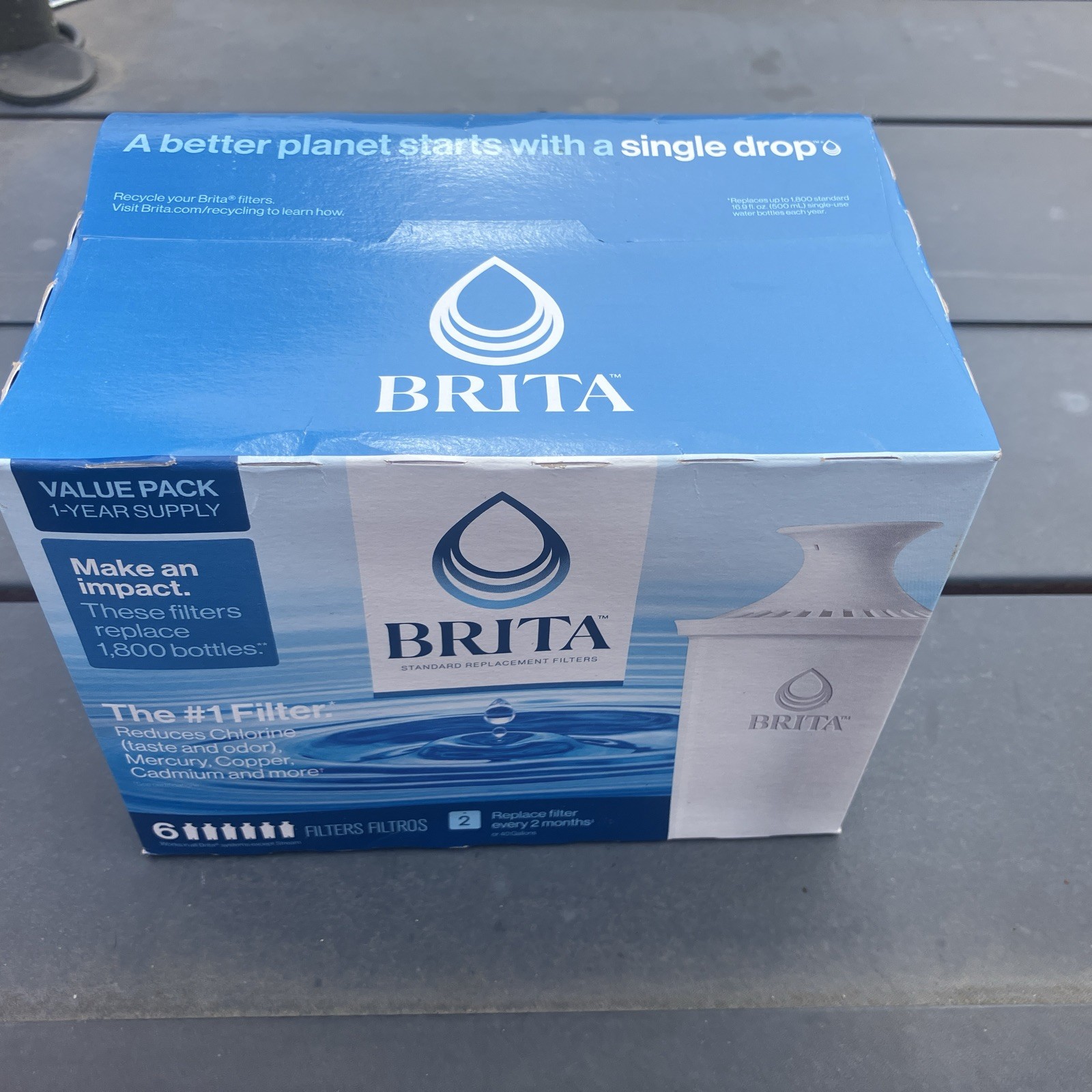 SEALED BOX!! Lot of 6!! Standard Brita Water Pitcher Replacement Filters 36417