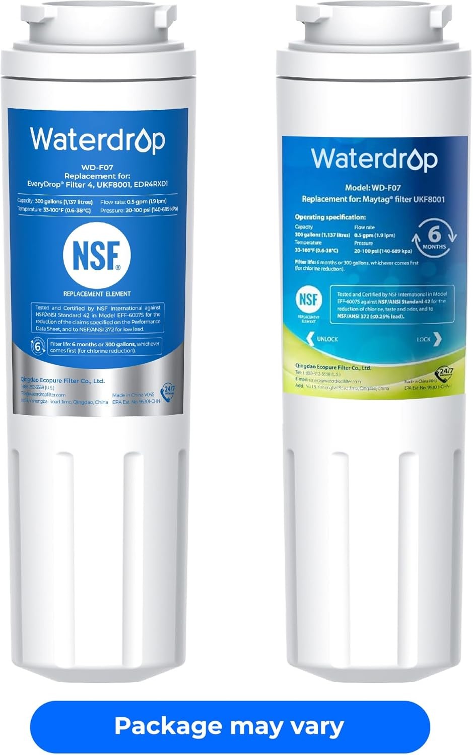 Waterdrop UKF8001 Refrigerator Water Filter, Replacement for Maytag UKF8001 (6)