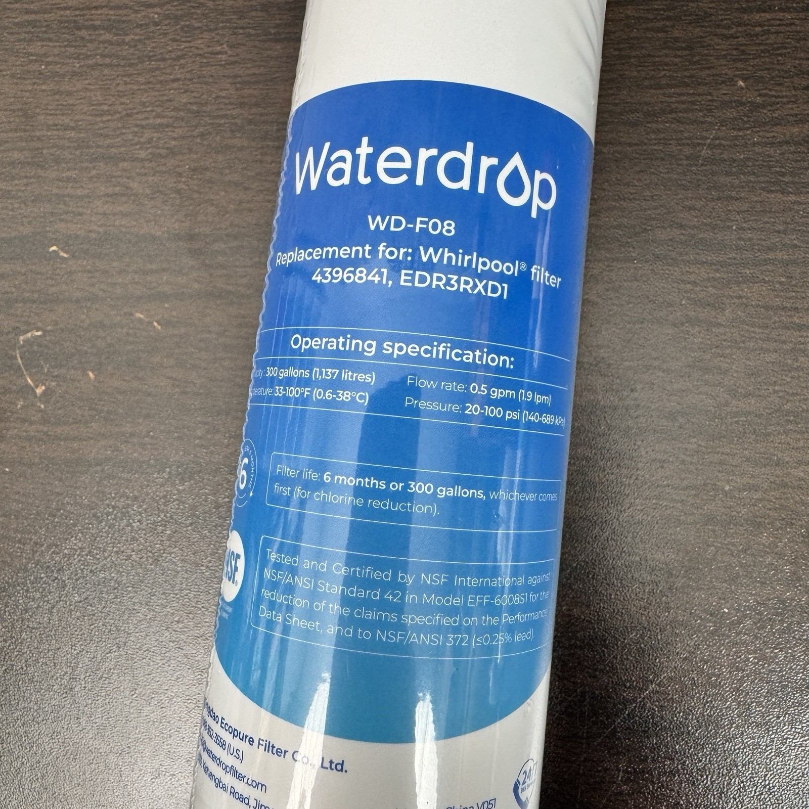 Waterdrop WD-F08 eplacement Refrigerator Water Filter For WP Sealed Unopened