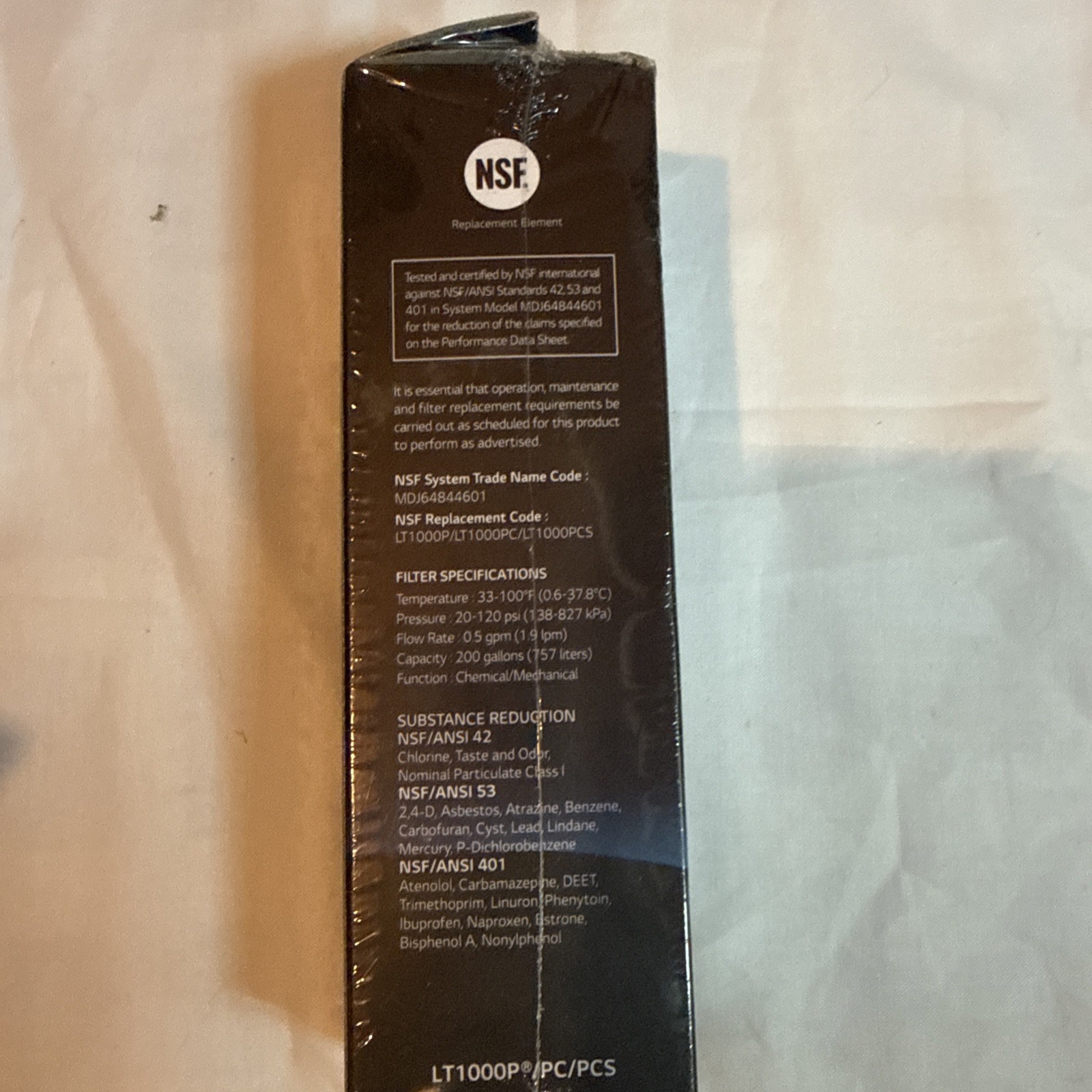 New Genuine LG Water Filter Replacement Cartridge ADQ747935 LT1000P/PC/PCS