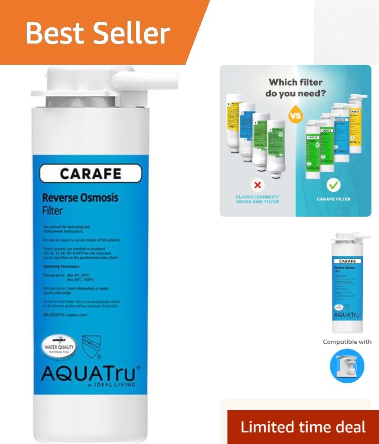 Aquatru Carafe AT100 Reverse Osmosis Filter | Reduces Arsenic, Lead, Parasitic C
