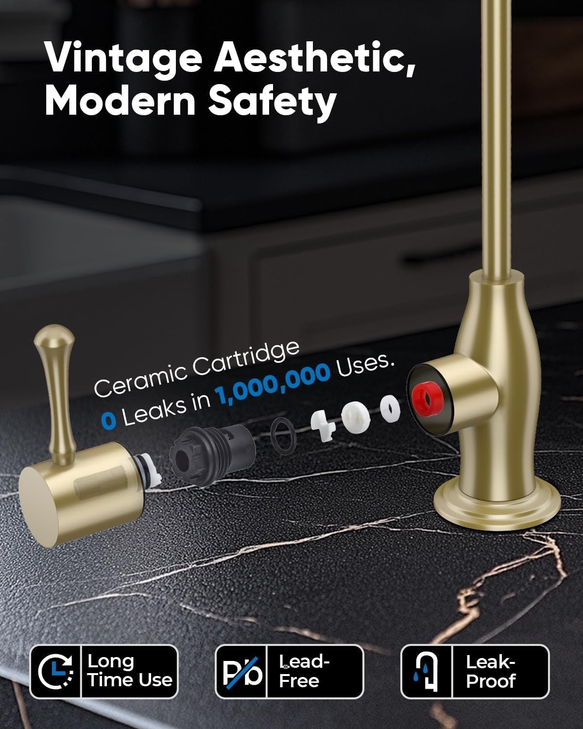 Antique Design Gold Kitchen Faucet: Leak-Resistant Lead-Free Water Filter