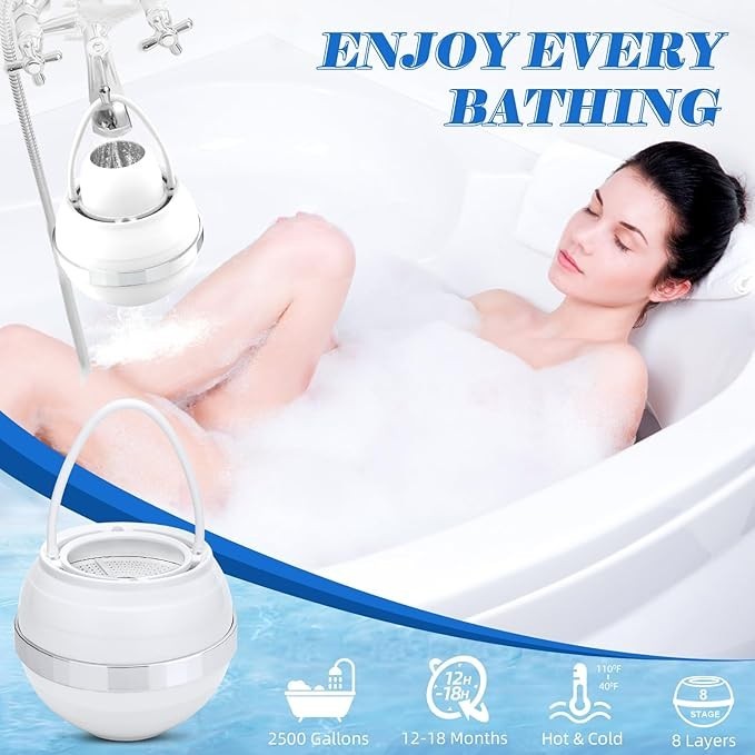 Bath Filter for Tub – Bathtub Water Filter for Softer Skin & Hair, 8 Stages