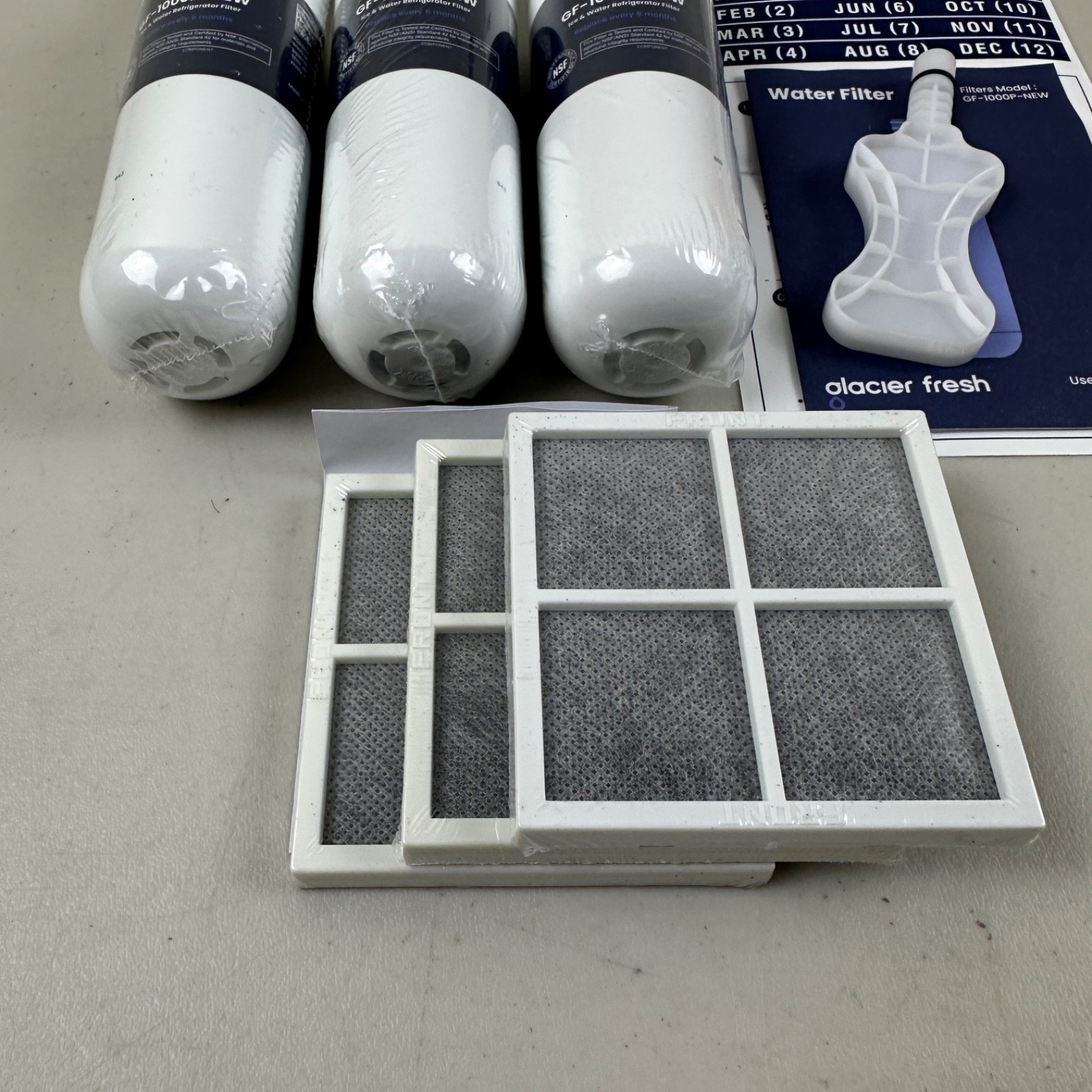 3 PACK GLACIER FRESH GF-1000P-NEW LT1000PC Refrigerator Water and Air Filter
