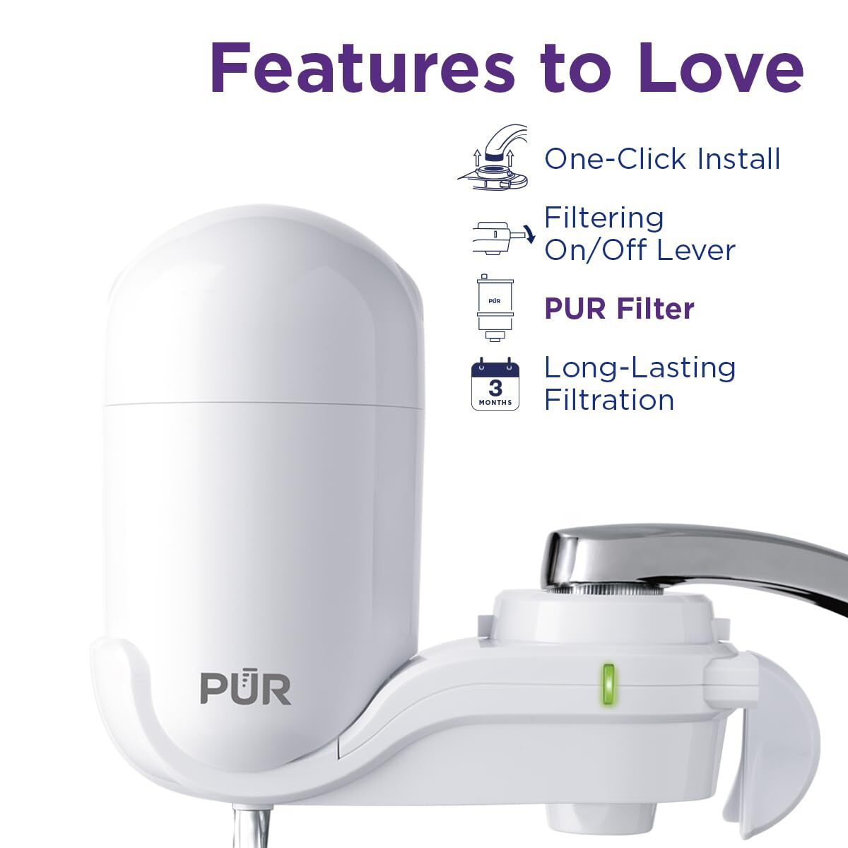 PUR FM3333B Faucet Water Filtration System- Vertical Mount, White, Lead Reducing