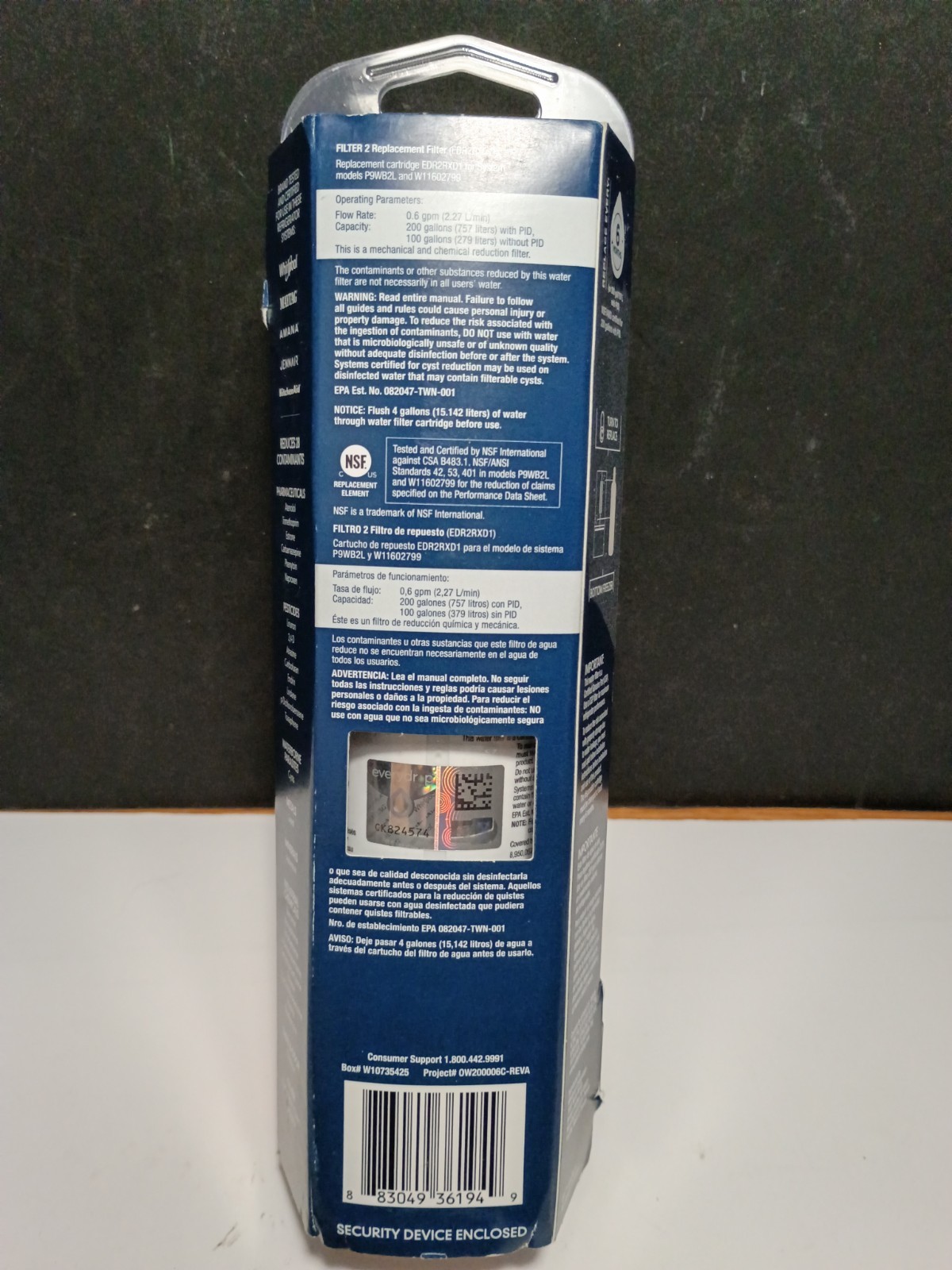 Ice and Water Refrigerator Filter 2 EDR2RXD1 – Sealed