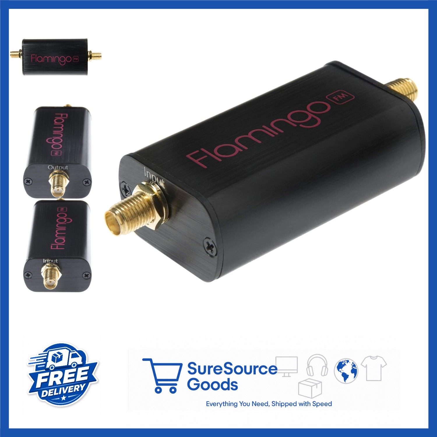 Flamingo+ FM High Attenuation Bandstop Filter for SMA SDR Receivers Black Gold