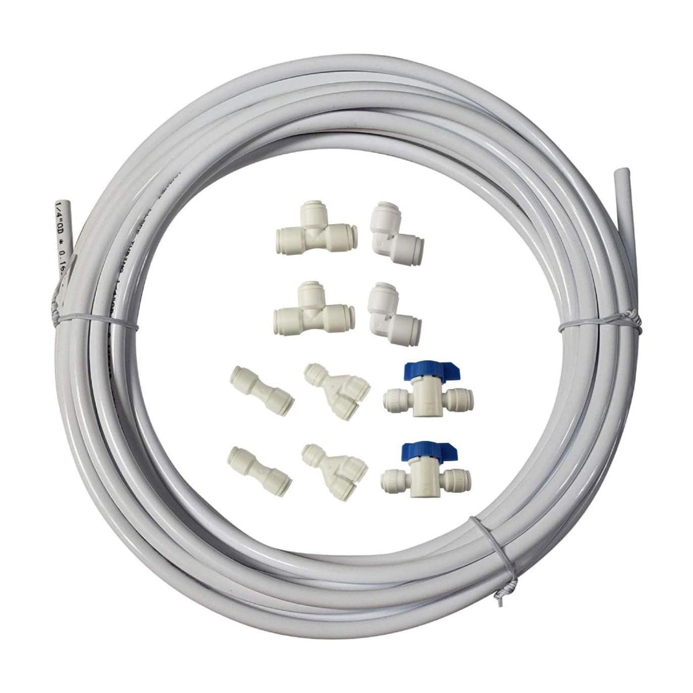 1/4″OD Quick Connect Reverse Osmosis Fittings Variety Pack + 25′ Tubing