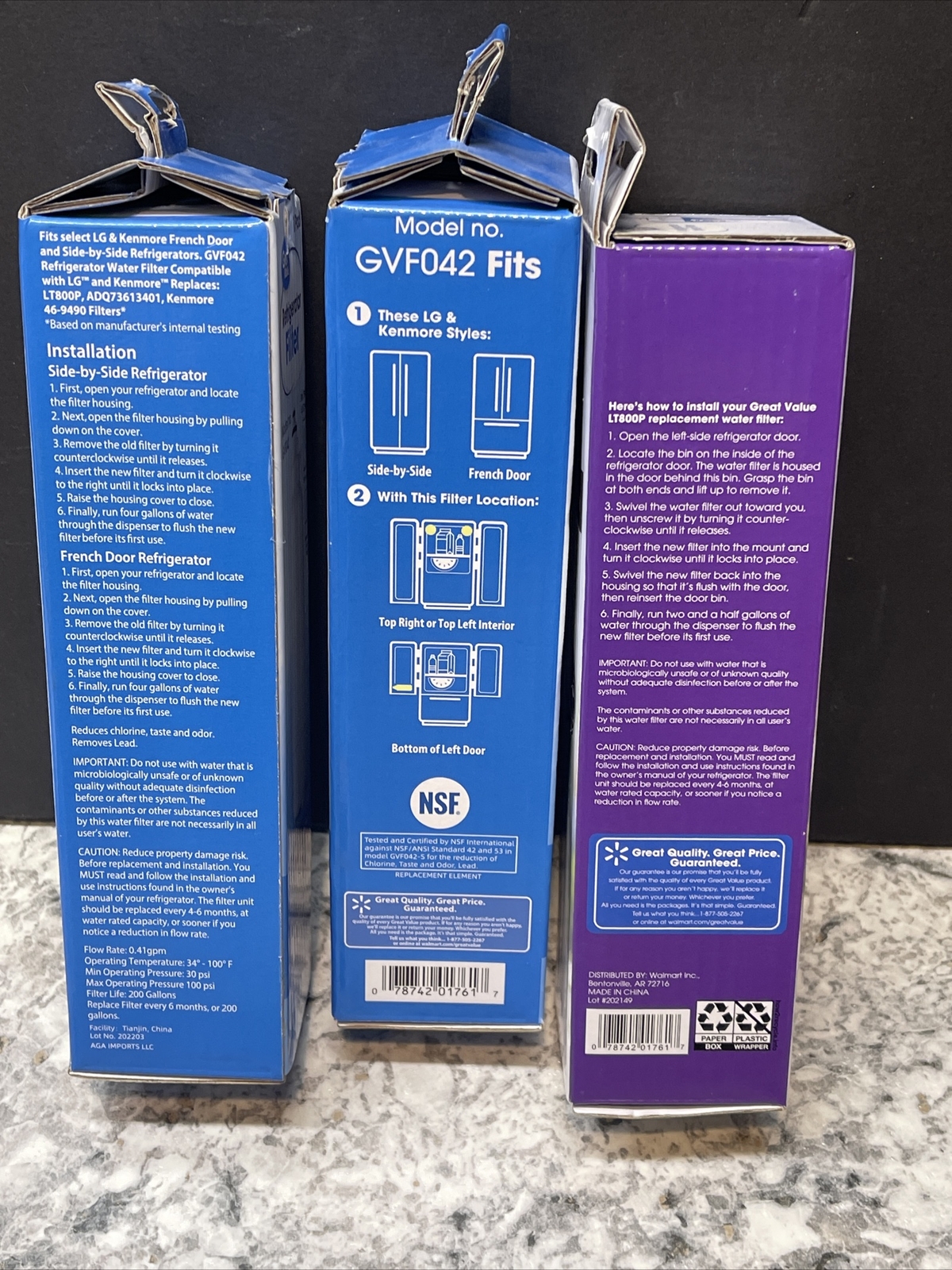 LG Mod LT800P Water Filter 6 months 200 Gallon TWO (3) Great Value Replacement