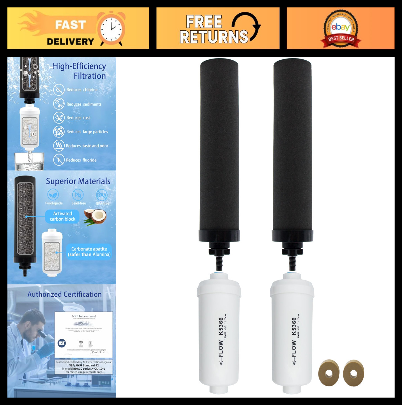 Gravity Water Filter Replacement Combo Pack for BB9-2 & PF-2 Fluoride Filters, C
