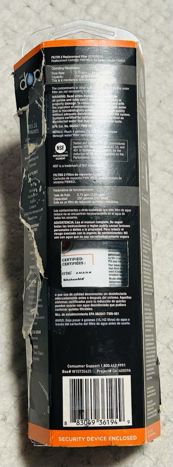 Ice and Water Refrigerator Filter 2 EDR2RXD1 Single NEW