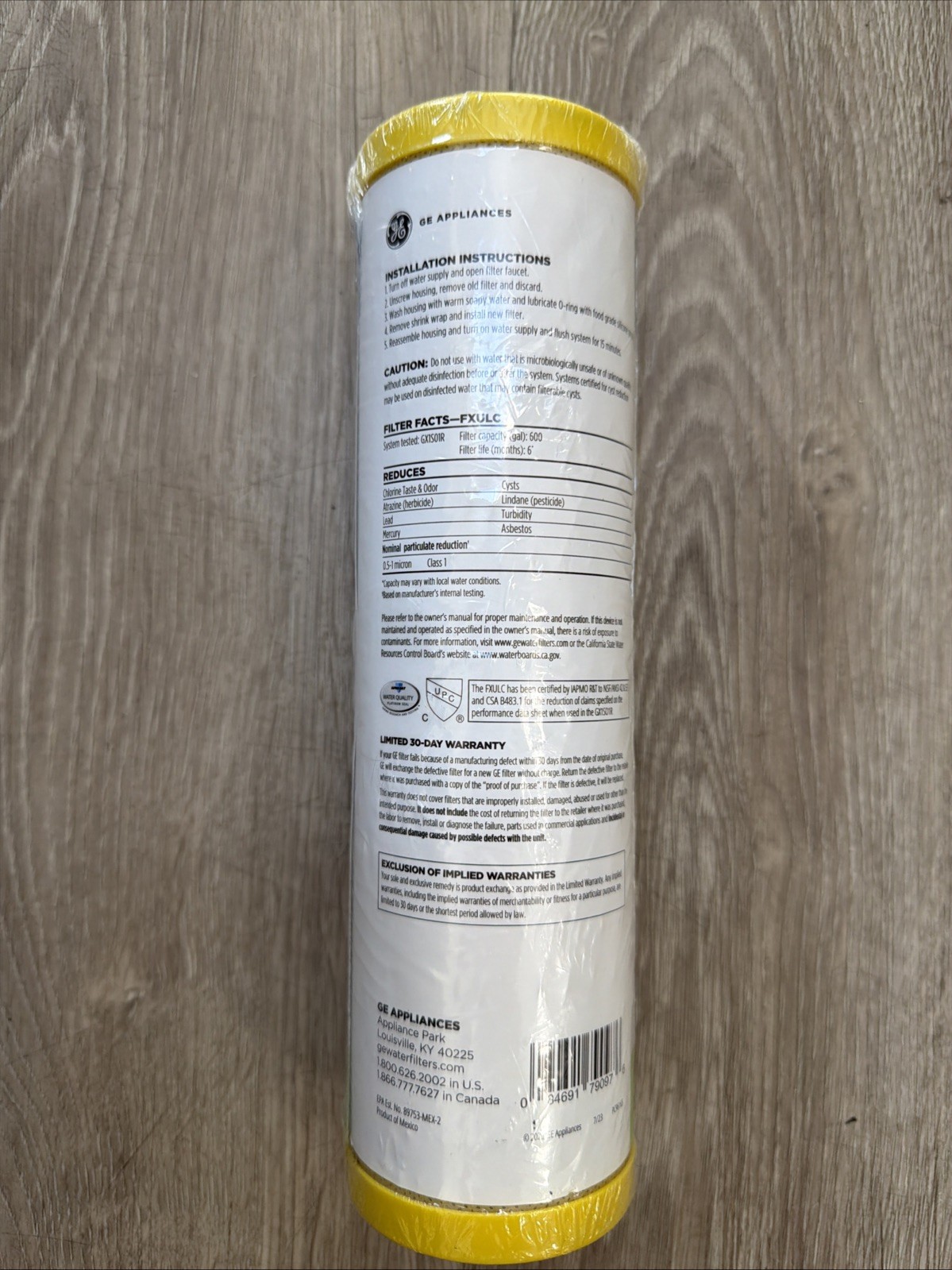 GE SmartWater FXULC Single Stage Standard 10 Inch Undersink Carbon Water Filter