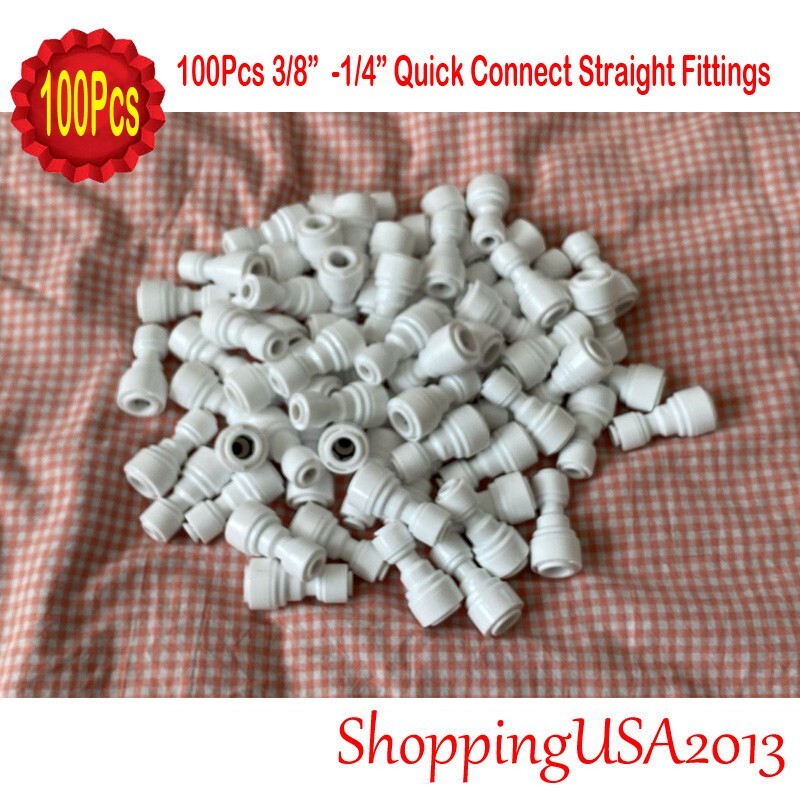 100 Pcs 1/4-3/8″ Quick Connect Straight Fitting Push In Connector Water Filter