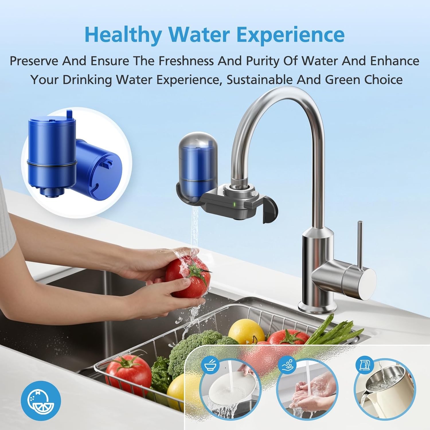 6 PackFaucet Mount ReplacemenSystems, 3-in-1 Powerful Natural Mineral Filtration