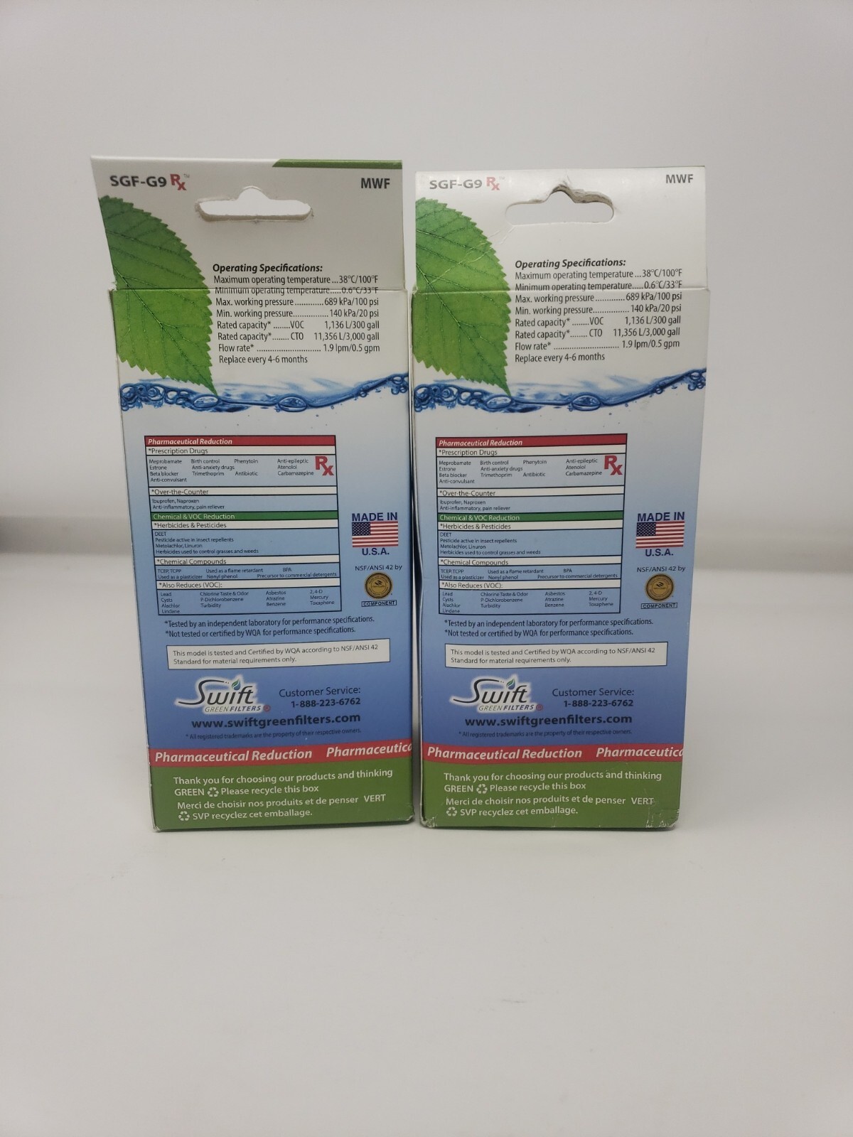 Swift Green Filters Refrigerator Filter SGF-G9 Rx Lot Of 2 SEE DESCRIPTION