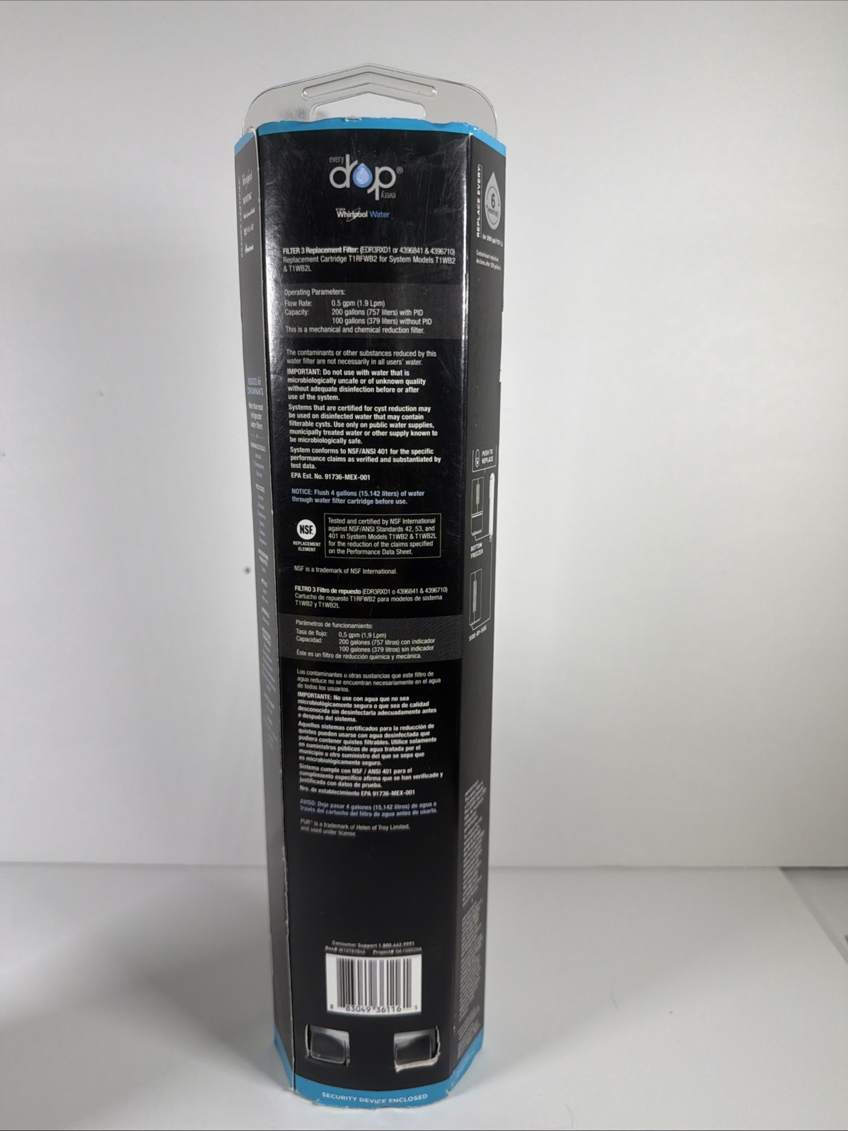 Every Drop #3 Ice & Water Refrigerator Filter for System Models T1WB2 & T1WB2L