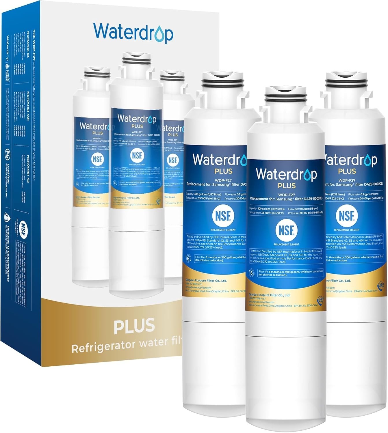 3 Pack Refrigerator Water Filter Compatible with Multiple Samsung Models