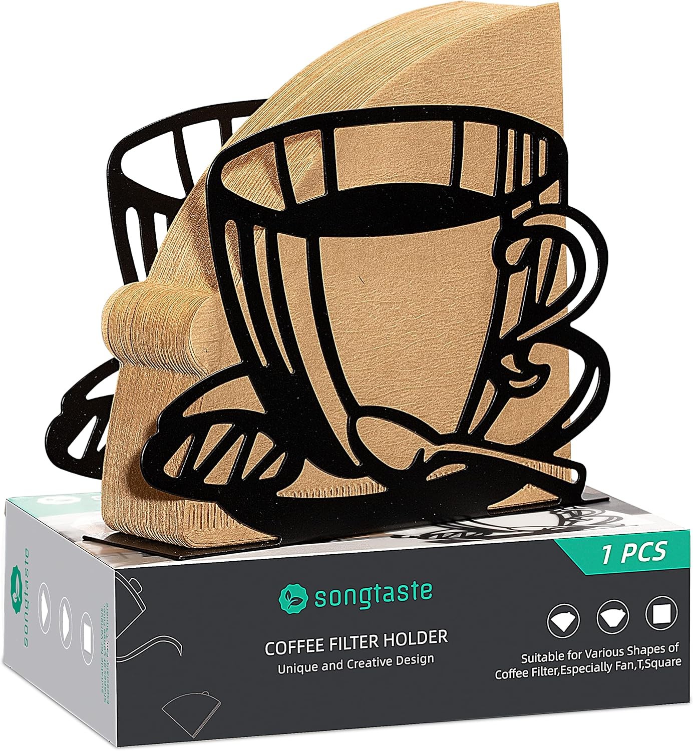 1 PCS Coffee Filter Holder,Coffee Paper Storage Rack Black