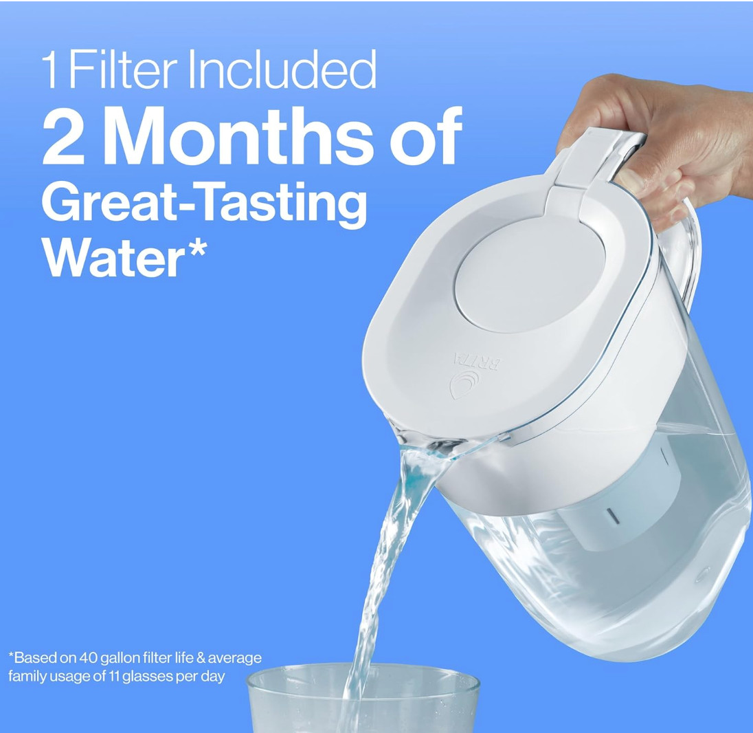 Brita Large 10-Cup Water Filter Pitcher – Bright White | Includes 2 Filters | BP