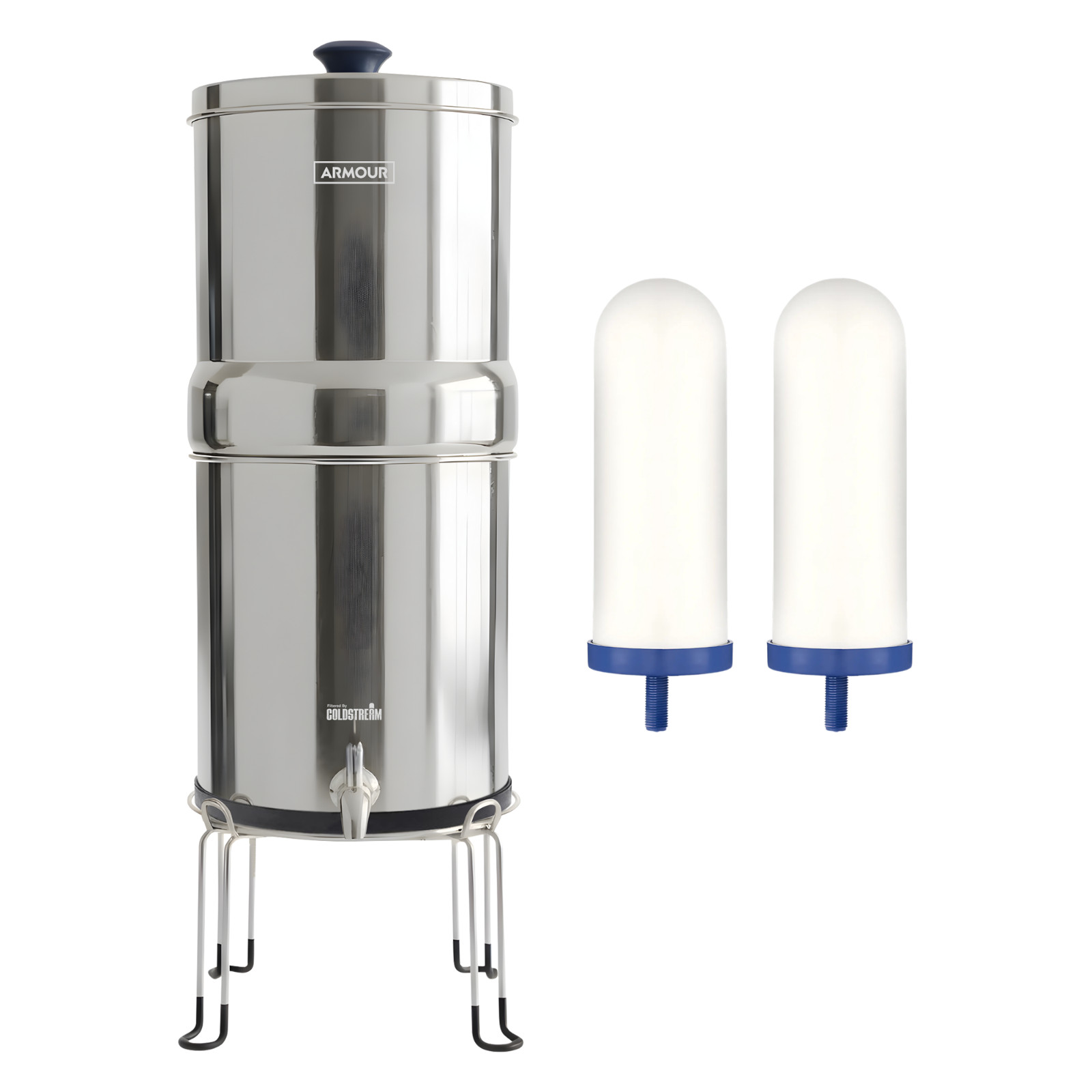 ARMOUR Gravity Water Filter System – Countertop Filter with 2 FTO Plus + Stand