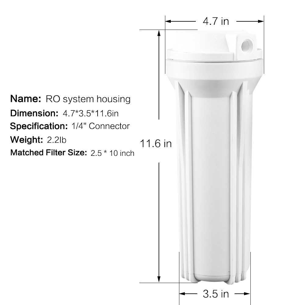 Geekpure 10″ Universal Reverse Osmosis Filter Housing for RO System 1/4″ Port