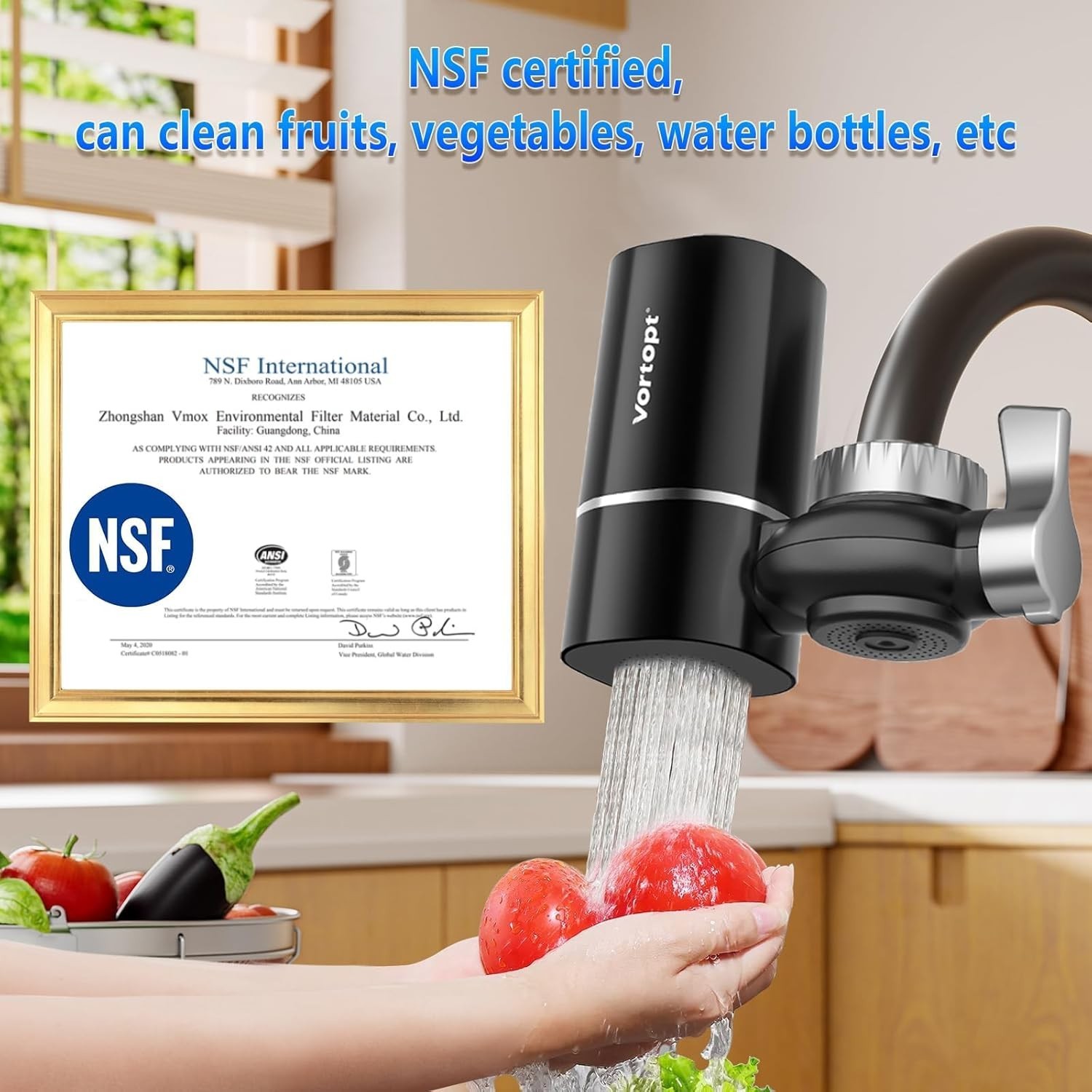 Faucet Filter,NSF Certified,400 Gallon High Efficiency Water Purification Sys…