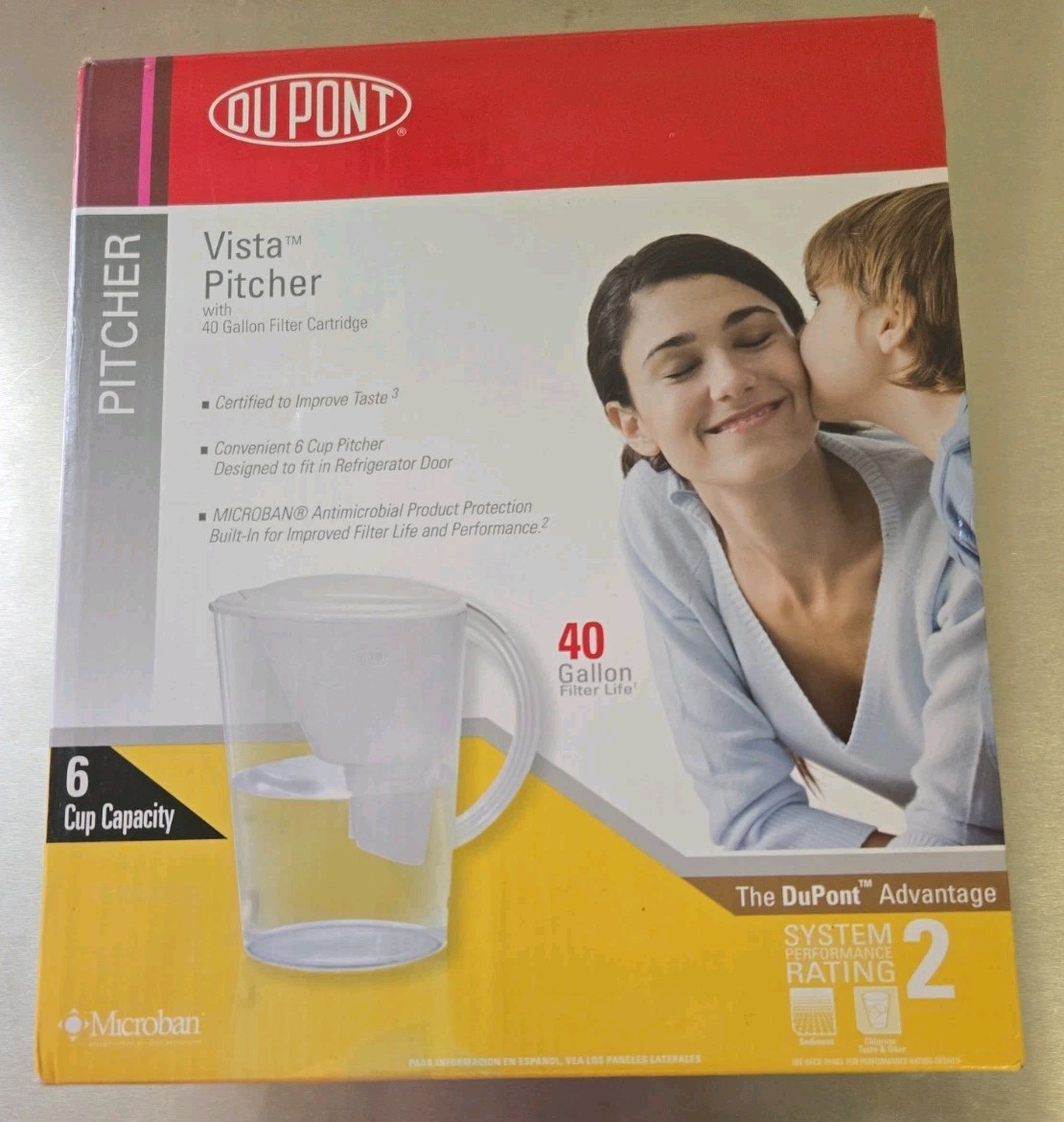 DuPont Vista Water Pitcher 6 Cup Capacity 40 Gallon Filter Life – NIOB #03