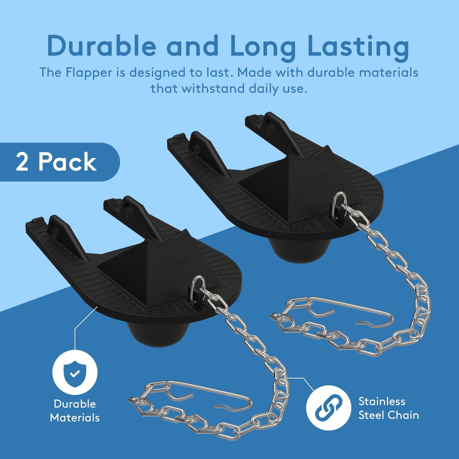Universal 2 Inch Toilet Flapper Replacement & Chain – Fits 2 Inch Toilet Flus…
