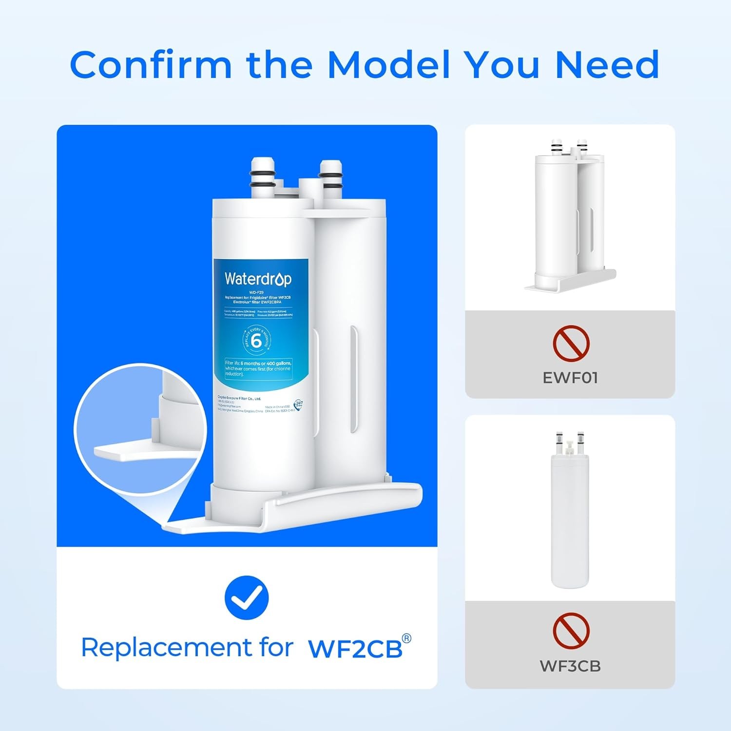 Waterdrop PureSource2® Water Filter Replacement for WF2CB®, NGFC 2000, FC100 (3)