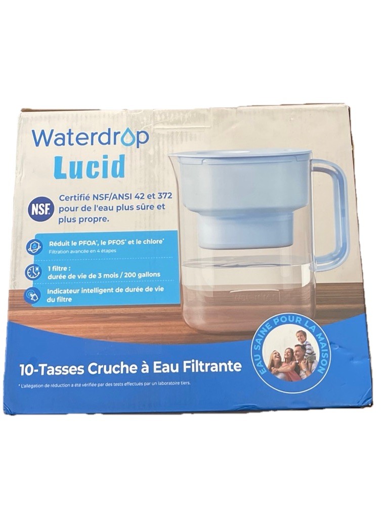 Waterdrop 10-Cup Water Filtration Pitcher, WD-PT-07B. 200 Gallons, BPA Free. OB